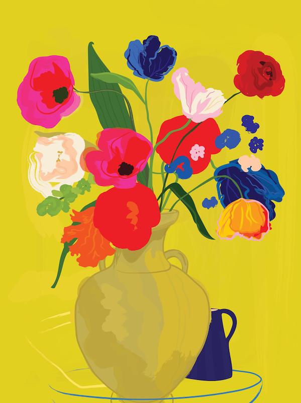 Rachel Joanis - Vase With Flower in Gold Print