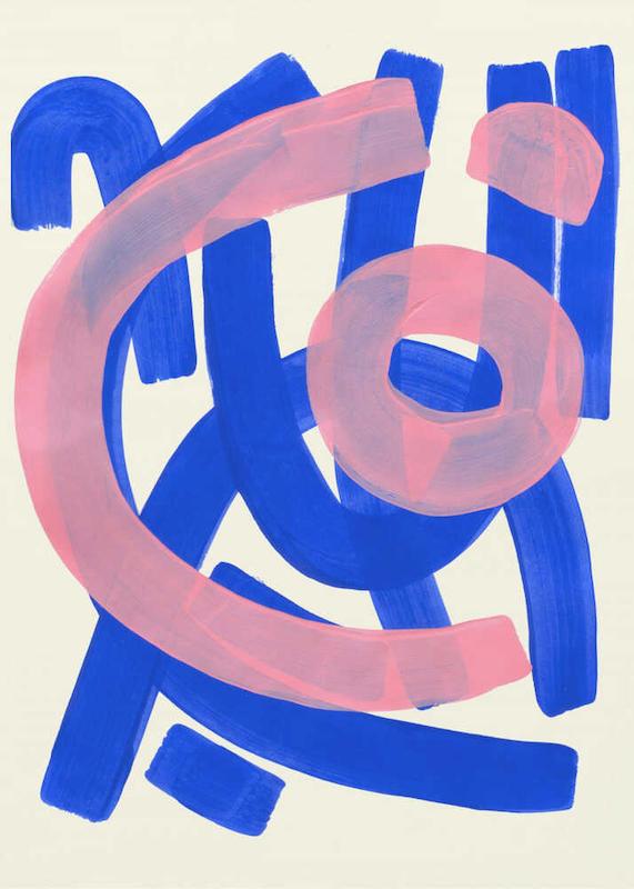 Vibrant Blue Pink Abstract تابلو