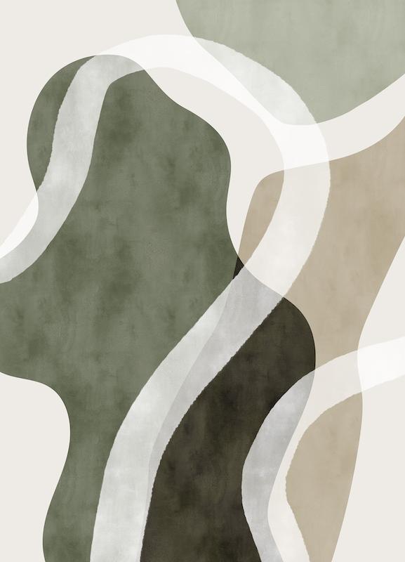 Abstract Green Shapes No1 Print تابلو