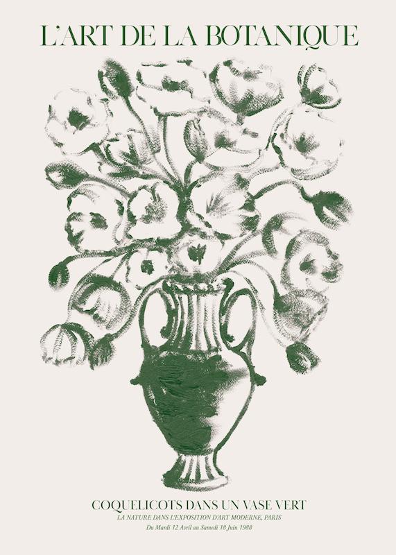 تابلو Green Vase Poppies در دکوراسیون مدرن