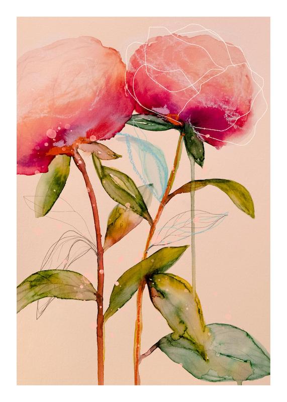 تابلو Leigh Viner - Artsy Peonies No2 در دکوراسیون مدرن