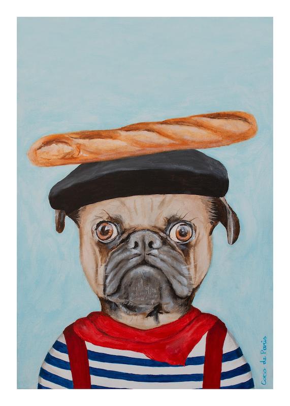 تابلو Coco De Paris - French Pug در دکوراسیون مدرن