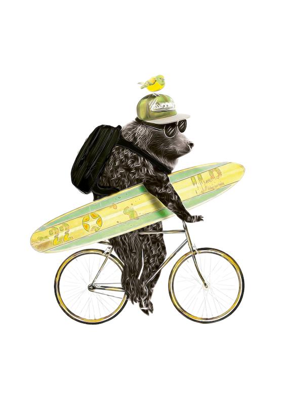 تابلو Surfing Bear در دکوراسیون مدرن