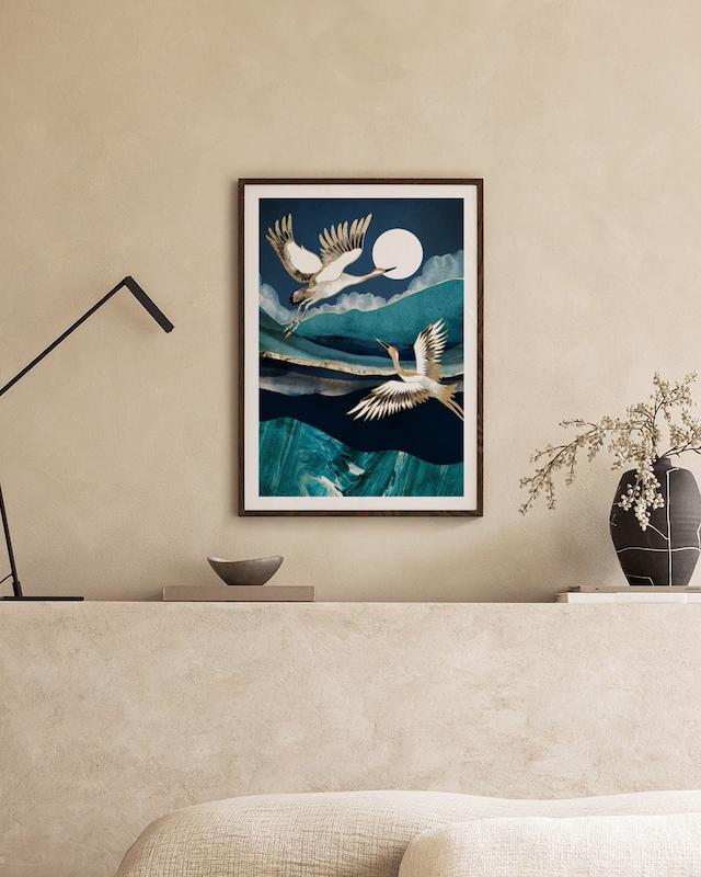 تابلو SpaceFrog Designs - Midnight Cranes