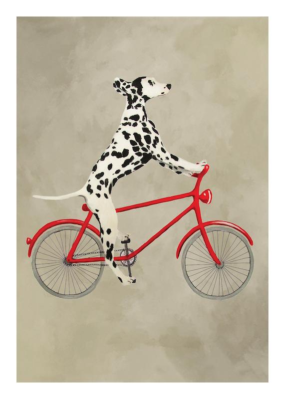 تابلو Coco De Paris - Dalmatian on Bicycle در دکوراسیون مدرن