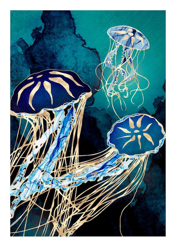 تابلو SpaceFrog Designs - Metallic Jellyfish III در دکوراسیون مدرن