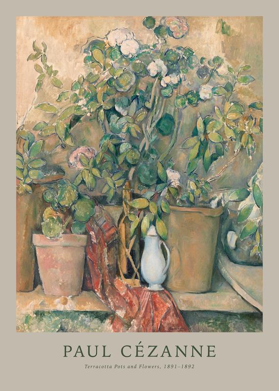 تابلو Paul Cezanne - Terracotta Pots and Flowers در دکوراسیون مدرن
