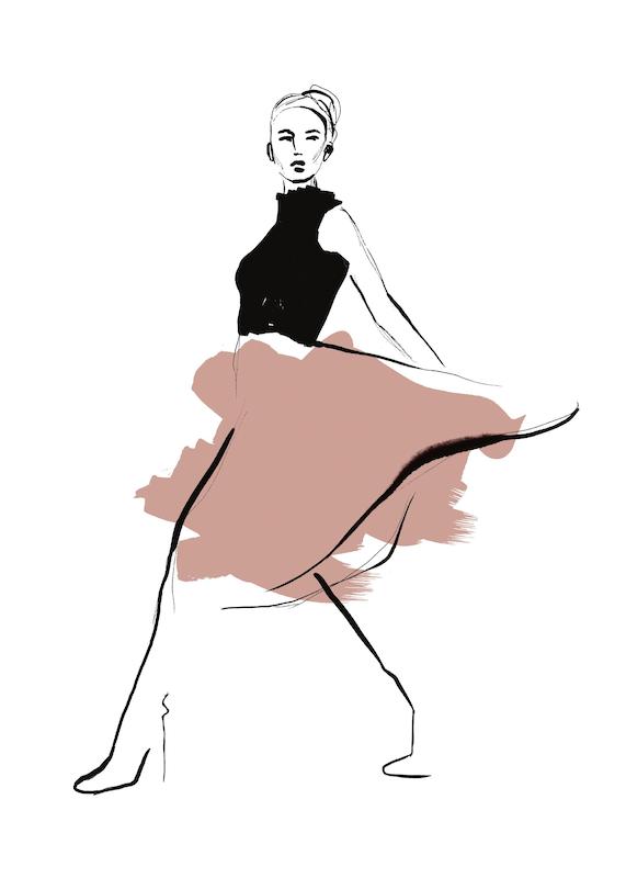 تابلو Pink Skirt Illustration در دکوراسیون مدرن