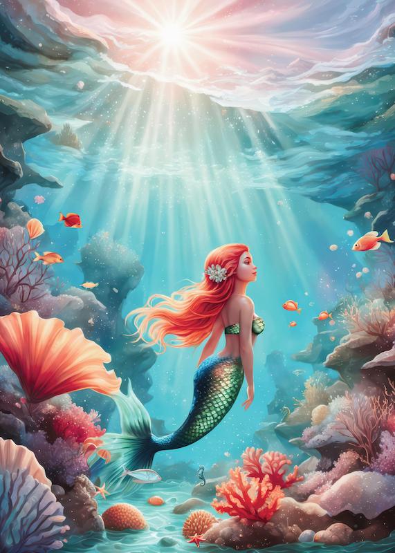 تابلو Mermaid in Sea در دکوراسیون مدرن