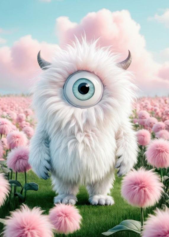 تابلو Fluffy Creature No1 در دکوراسیون مدرن