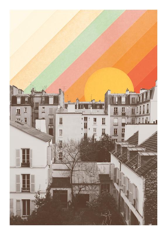 تابلو Florent Bodart - Rainbow Sky Above Paris در دکوراسیون مدرن