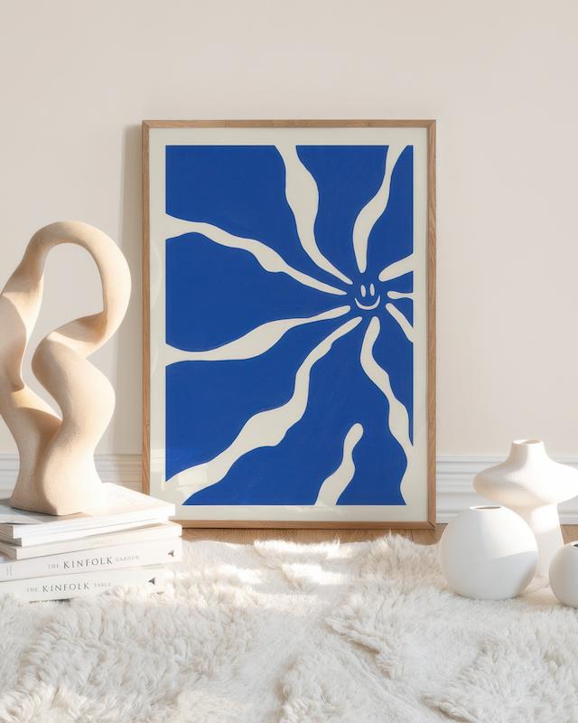 تابلو Happy Blue Flower در دکوراسیون مدرن
