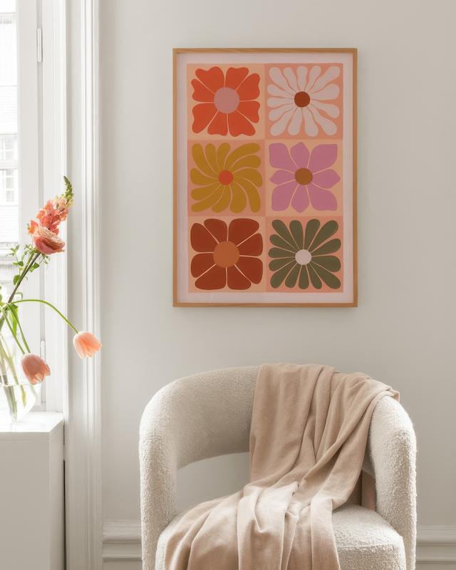 تابلو Flower Grid Print