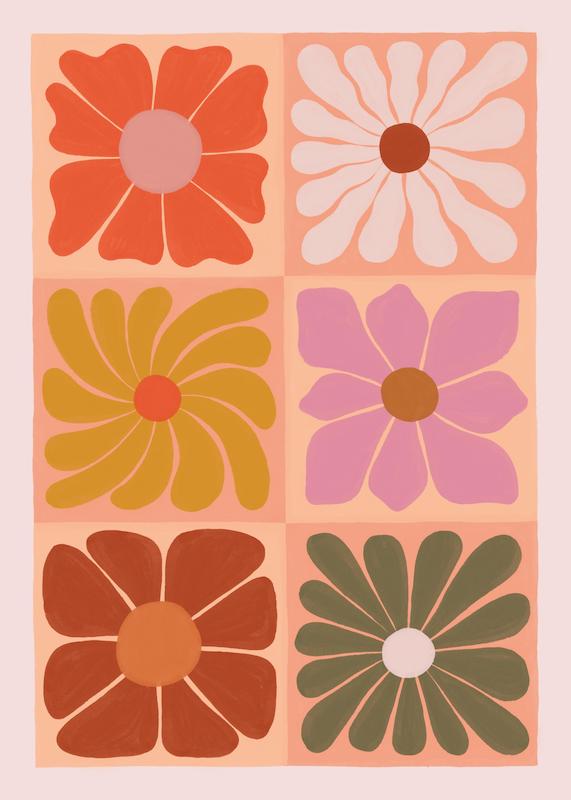 تابلو Flower Grid Print در دکوراسیون مدرن