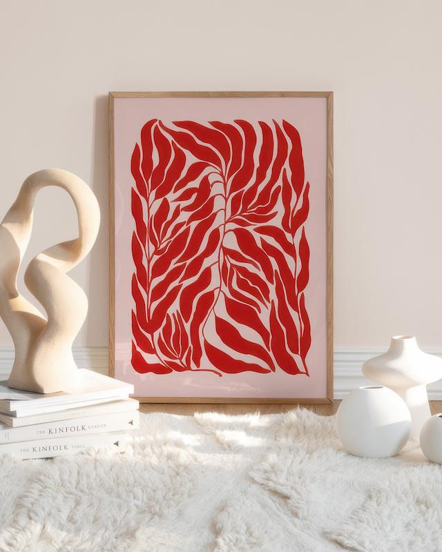 تابلو The Print Republic - Red & Pink Botanical