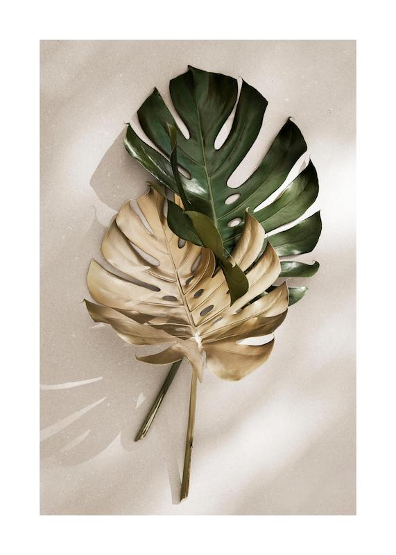 تابلو Gold Monstera No1 در دکوراسیون مدرن