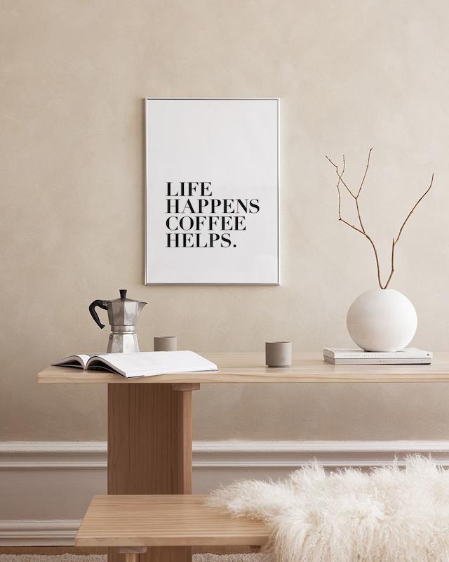 تابلو Life Happens, Coffee Helps در دکوراسیون مدرن