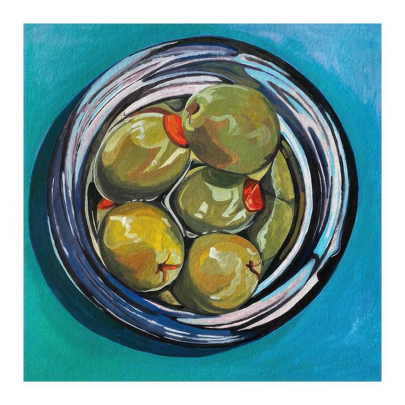 تابلو Kate Birch - Olives in a Jar در دکوراسیون مدرن