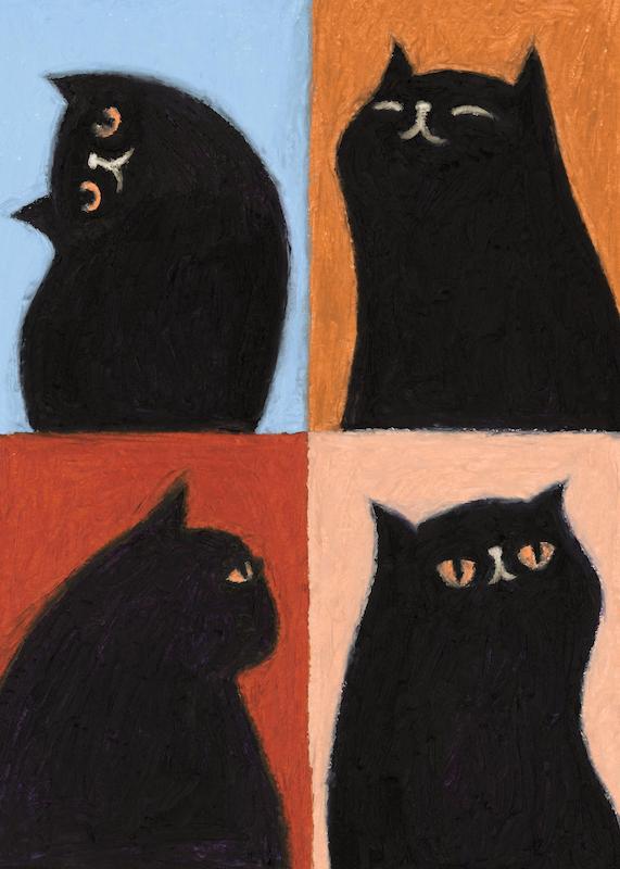 تابلو Black Cat Quadrant در دکوراسیون مدرن