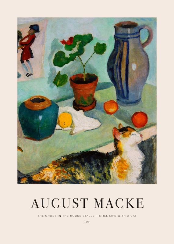 تابلو August Macke - Still Life with a Cat در دکوراسیون مدرن