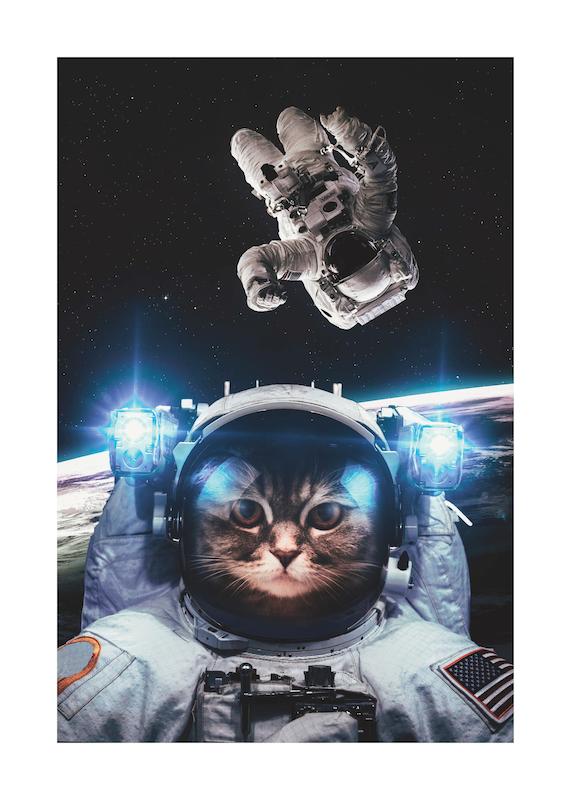 تابلو Cat in Space در دکوراسیون مدرن