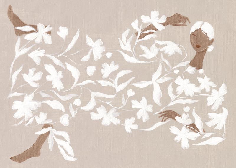 تابلو Lady in White Floral Dress در دکوراسیون مدرن