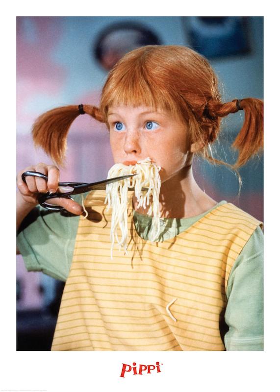 تابلو Pippi Longstocking Eats Spaghetti در دکوراسیون مدرن