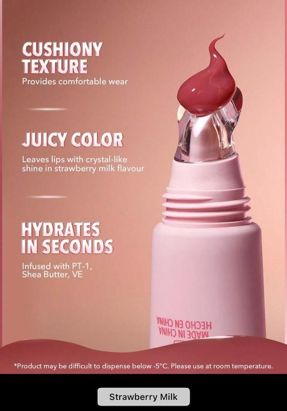 🍓 لیپ‌گلاس SHEGLAM Crystal Glaze | رنگ Strawberry Milk