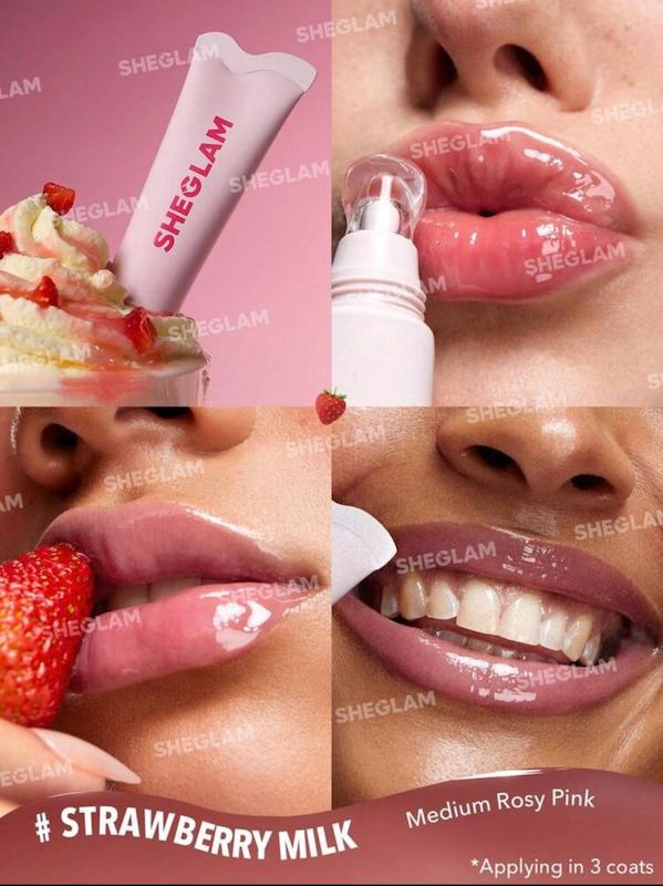 🍓 لیپ‌گلاس SHEGLAM Crystal Glaze | رنگ Strawberry Milk