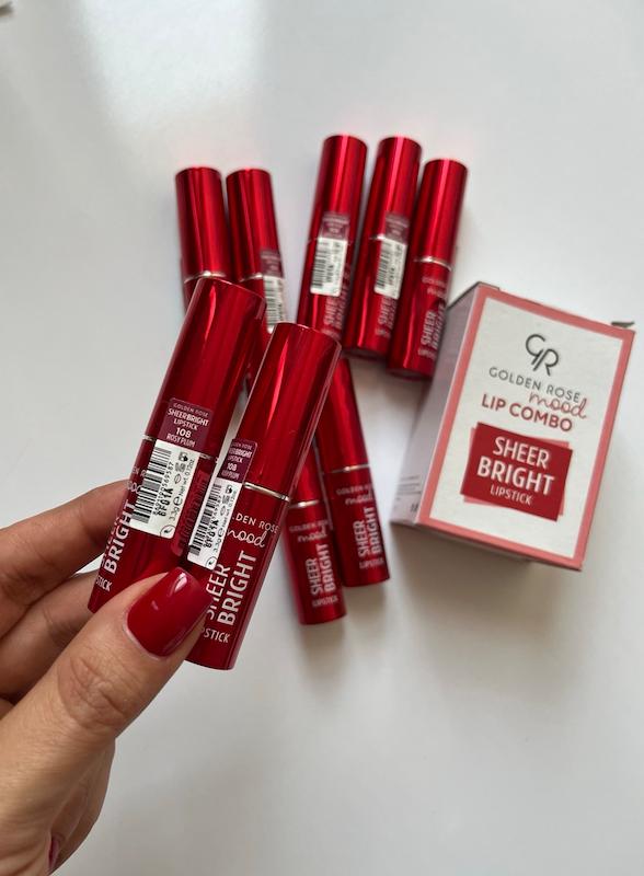 ⁨رژلب شير برايت شماره ۱۰۸ گلدن رز 💄