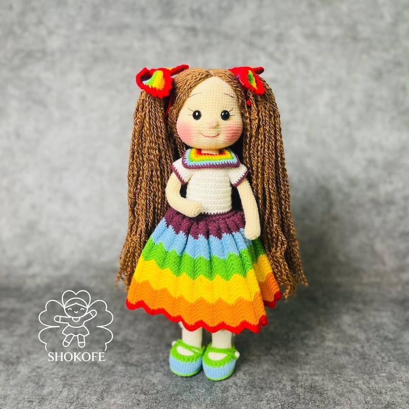 عروسک بافت دختر رنگین کمان کد۵۰