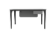 این میز کارمندی دارای طراحی مدرن با بدنه ام دی اف، روکش ممبران به رنگ طوسی،دارای پنل،تک کشو و پایه های فلزی مشکی که از زاویه پشت کار(back) عکاسی شده است.