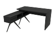 این عکس یک میز اداری کارشناسی دارای طراحی مدرن با بدنه ام دی اف، روکش ممبران به رنگ مشکی، همراه با ساختار ال و پنل از زاویه 45درجه پشت کار عکس برداری شده است.