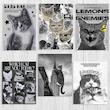 پک پوستر Black and white cat town