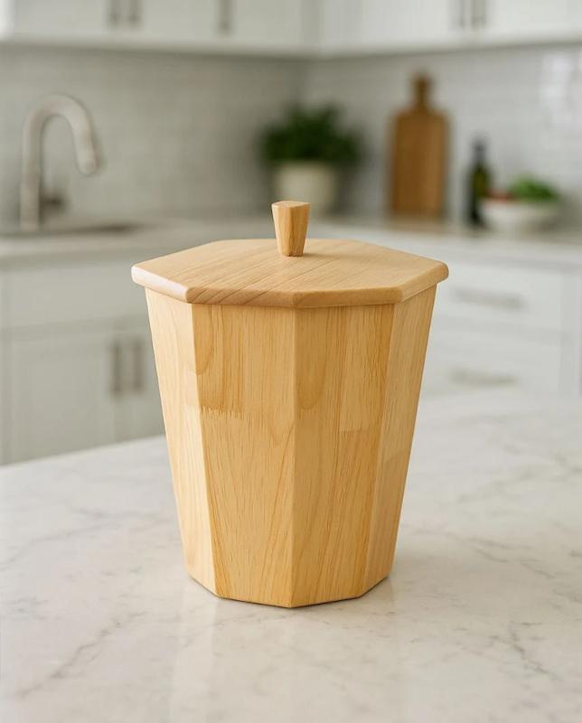 سطل چندضلعی چوب روشن