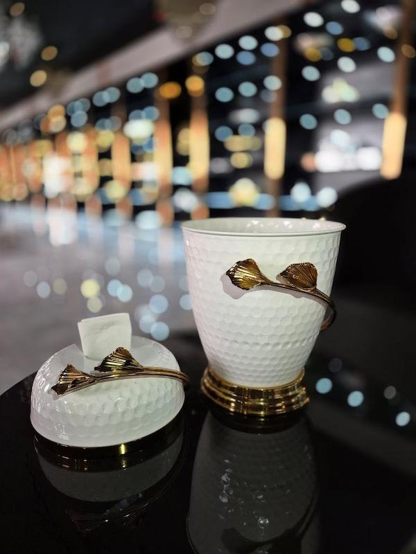 سطل و دستمال لیلیوم طرح چکشی رنگ سفید