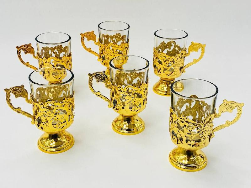چایخوری نورا طلایی ۶ عددی