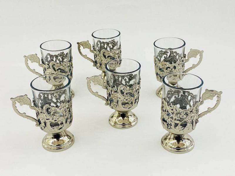 چایخوری نورا نقره ای ۶ عددی