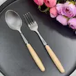 سرویس قاشق و چنگال 12 پارچه دسته چوبی