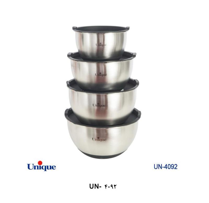 لگن استیل درب دار ۴ پارچه یونیک کد UN-4092