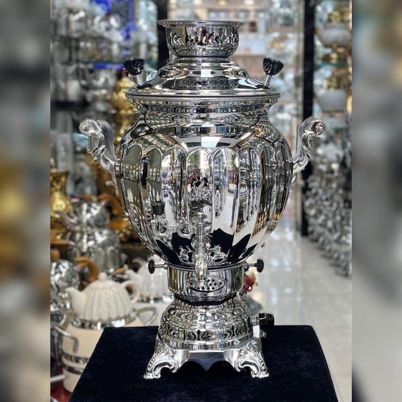 سماور گازی ماندگار مدل خمره ای ترکدار گنجایش ۷ لیتر