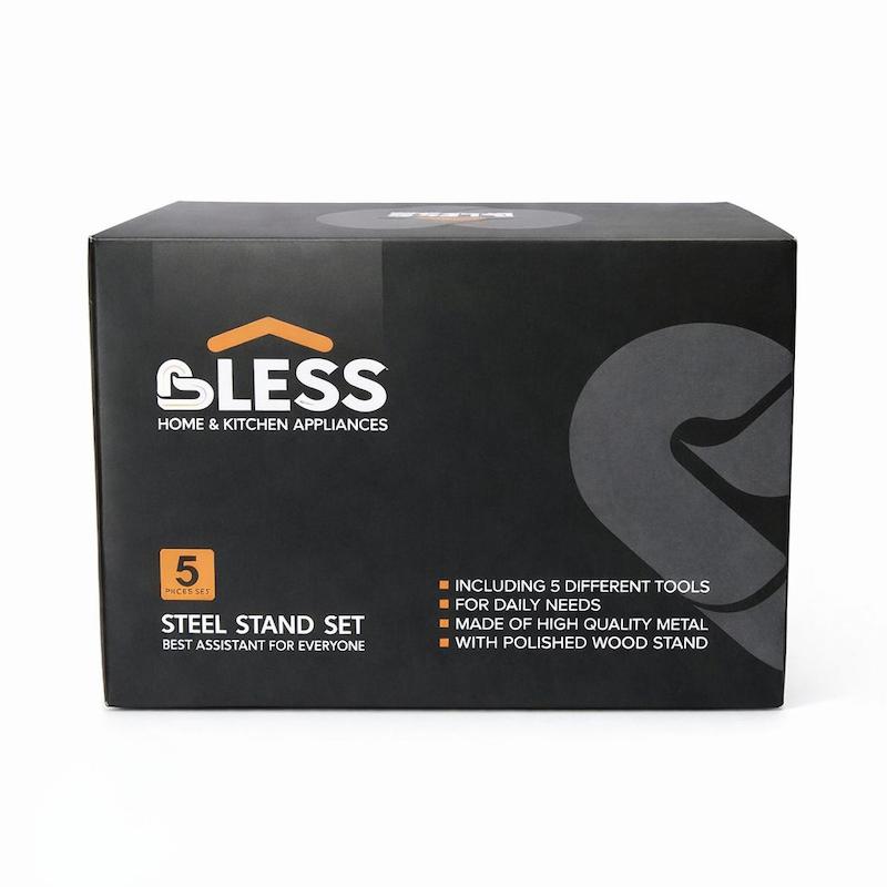 ست ابزار آشپزخانه BLESS با استند چوب راش