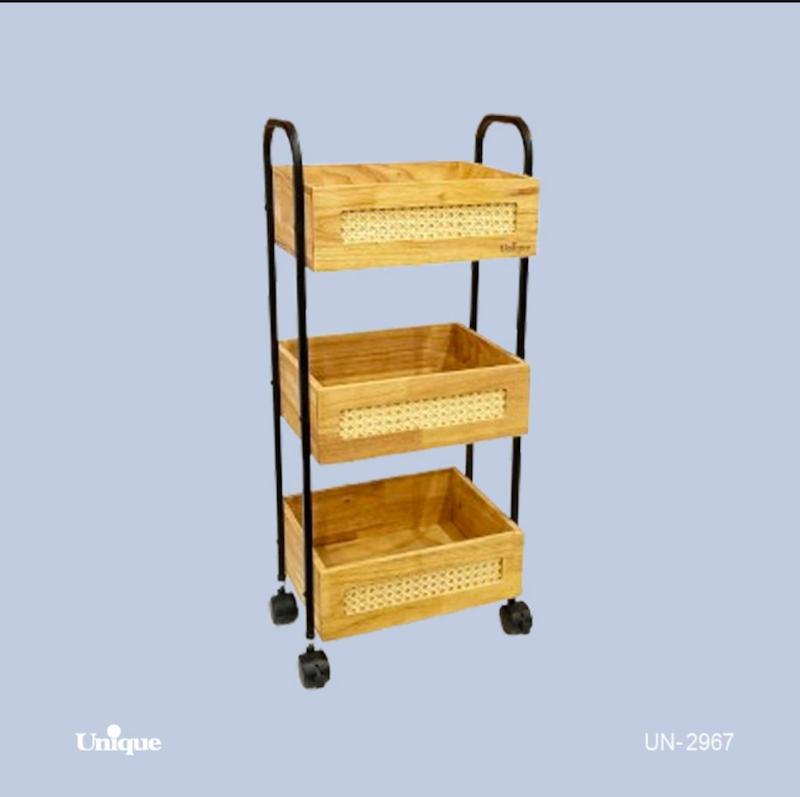 جای سیب زمینی و پیاز چوب حصیری سه طبقه یونیک کد UN-2967
