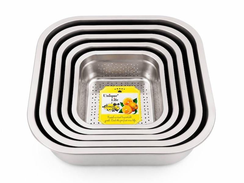 آبکش و لگن استیل نگیر ۵ سایز – کد 4050