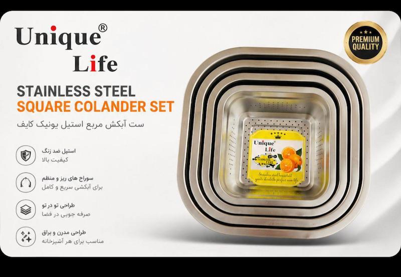 آبکش و لگن استیل نگیر ۴ سایز – کد 4051