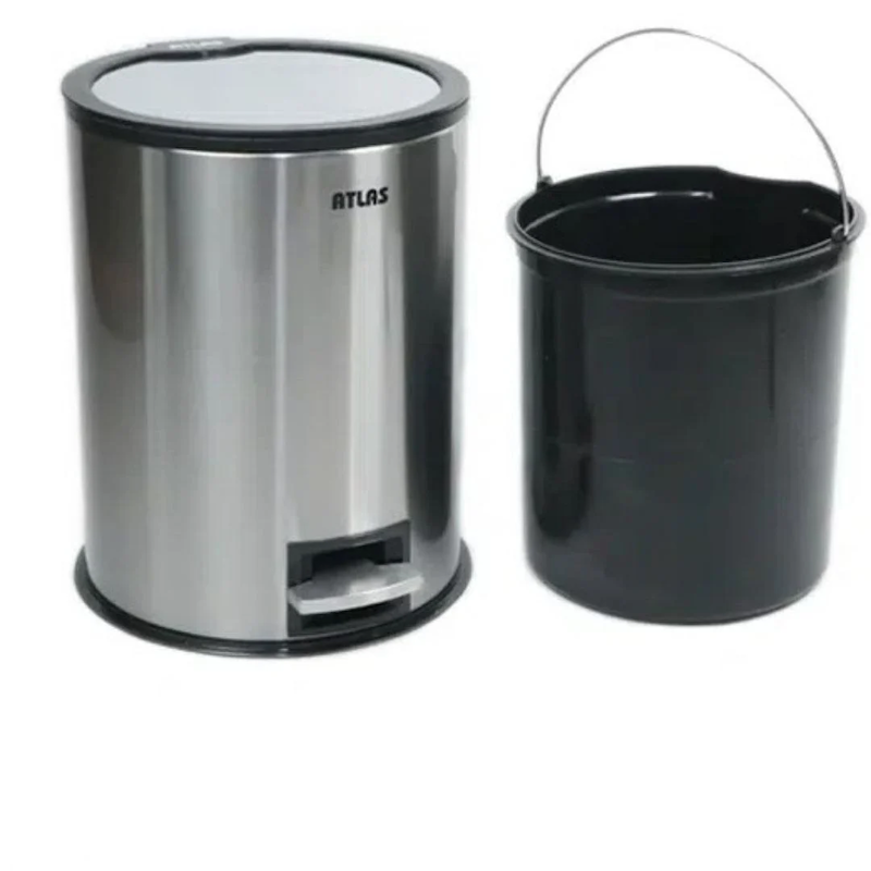 سطل پدالی اطلس ATLAS استیل 15 لیتری درب آرام بند مدل هانیس کد 352