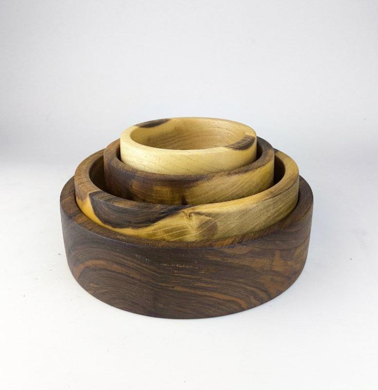 کاسه چوب گردو ۴ سایز مدل استوانه