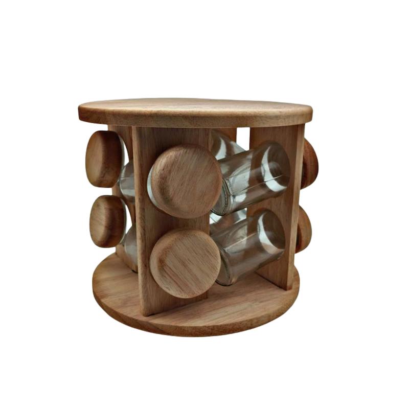 جا ادویه گردون گرد ۸ عددی چوب رابر