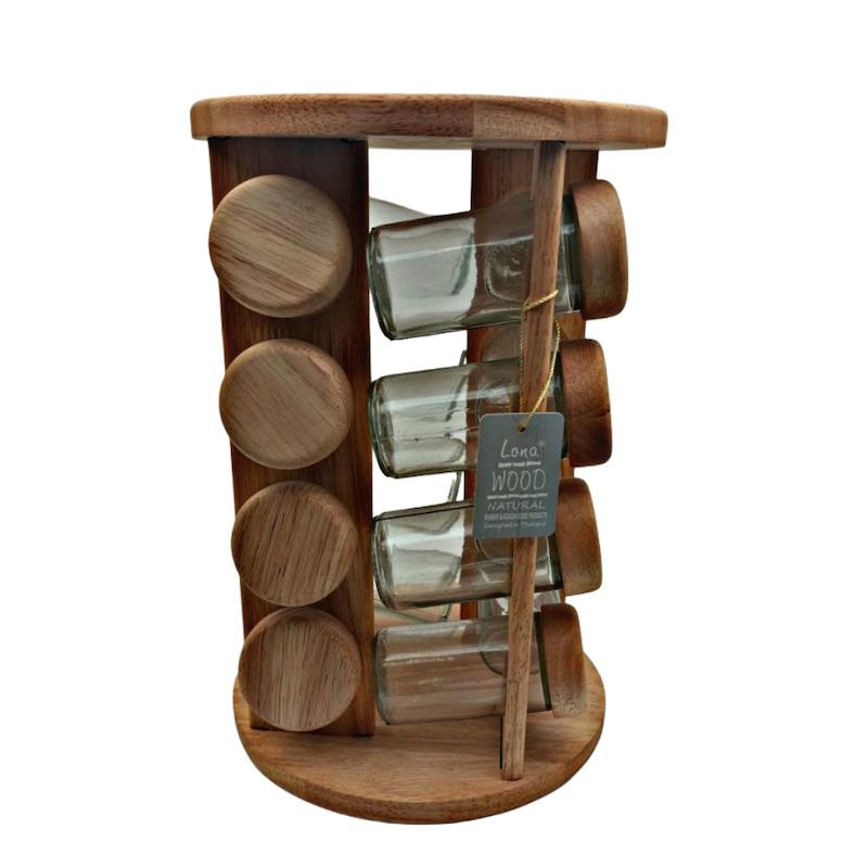 جا ادویه گردون گرد ۱۶ عددی چوب تیره