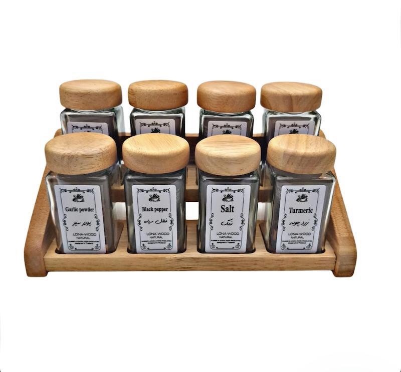 جا ادویه ۸ عددی چوب رابر